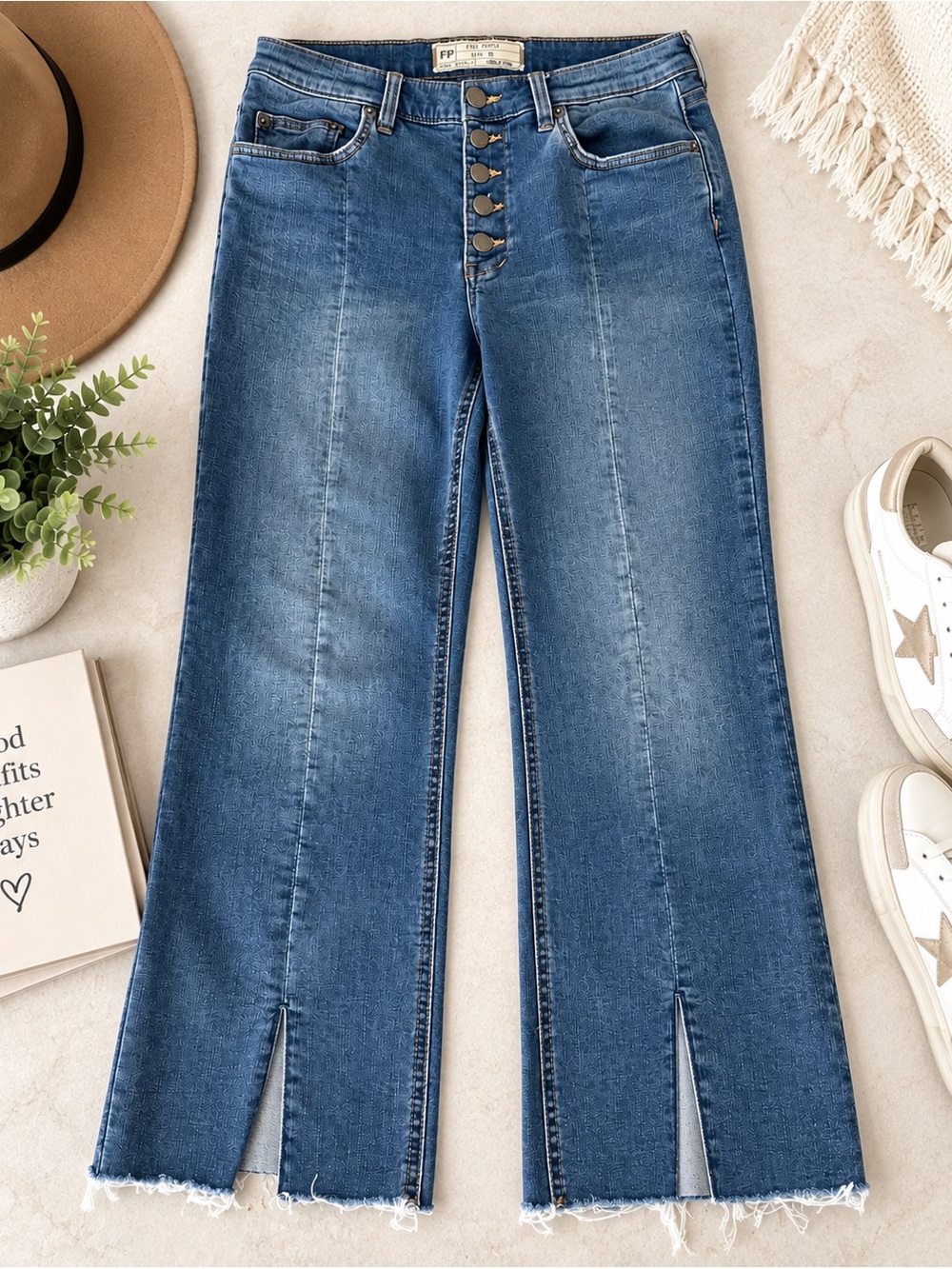 Free People Cropped Front Slit Flare Jeans – Size 30